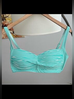 Bond-eye Australia Turquoise and White Striped Bandeau Style Bikini Top